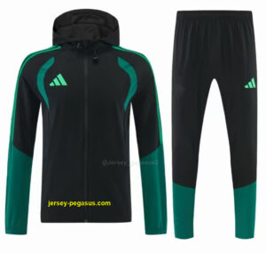 Adidas Black Full Zipper Hooded Windbreaker Jacket Tracksuit + Long Pants