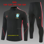 Kids Brazil Black & Red Half Zipper Jacket Tracksuit + Long Pants