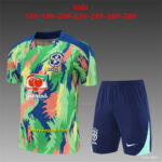 Kids Brazil Blue Green Camouflage Half Zipper Jacket+Long Pants