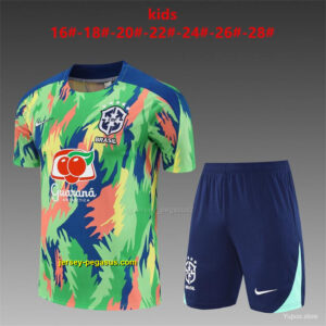 Kids Brazil Blue Green Camouflage Half Zipper Jacket+Long Pants