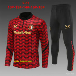 Kids Feyenoord Red Black Camouflage Half Zipper Jacket+Long Pants
