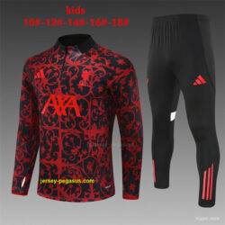 Kids Liverpool Red Camouflage Half Zipper Jacket+Long Pants