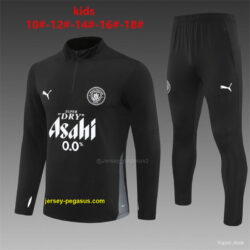 Kids Manchester City Black Half Zipper Jacket+Long Pants