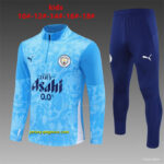 Kids Manchester City Light Blue Camouflage Half Zipper Jacket+Long Pants