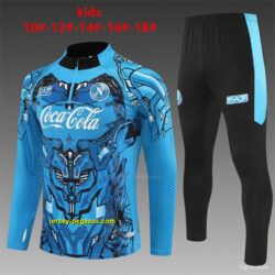Kids Napoli Light Blue Camouflage Half Zipper Jacket+Long Pants