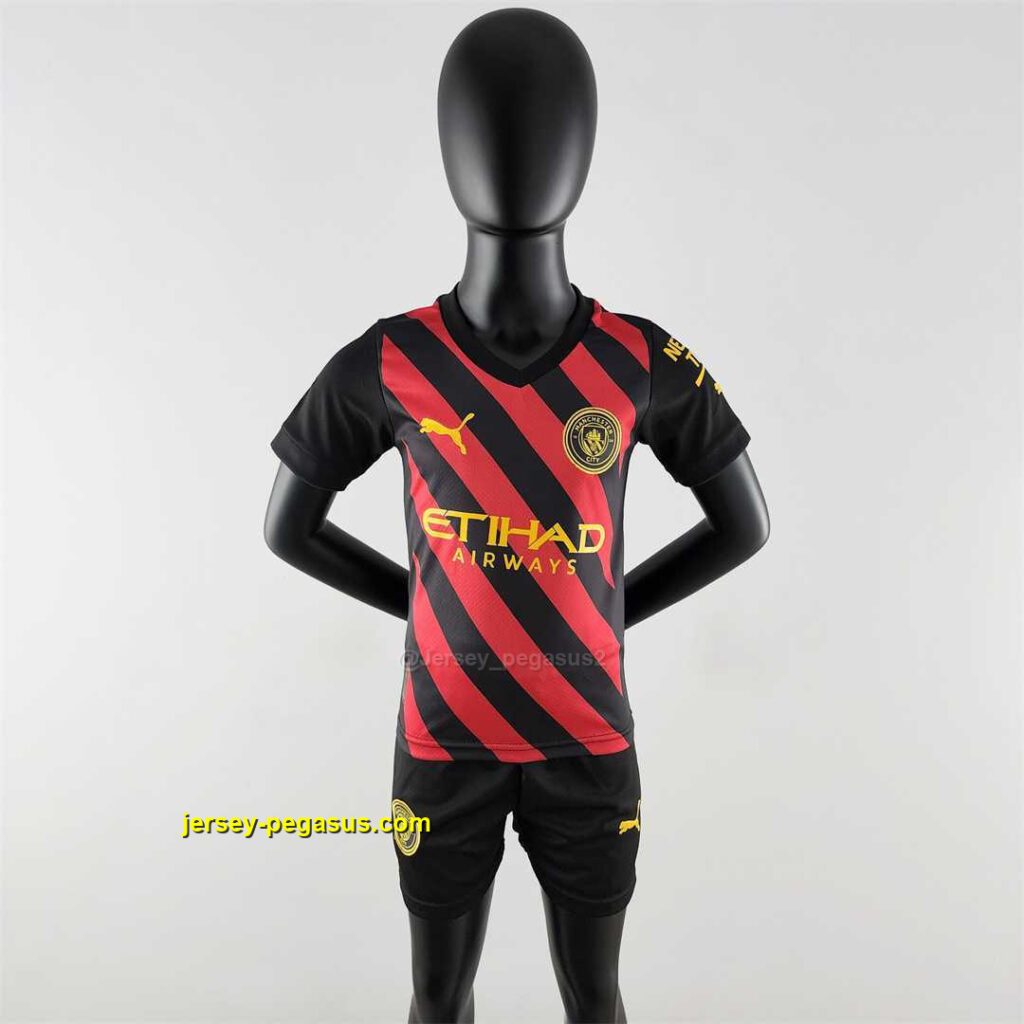 Manchester City away kids kit