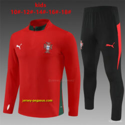 Kids Portugal Red Half Zipper Jacket+Long Pants
