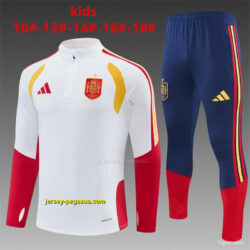 Kids Spain Away White Half Zipper Jacket Tracksuit + Long Pants