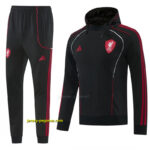 Liverpool Black Full Zipper Hooded Jacket Tracksuit + Long Pants
