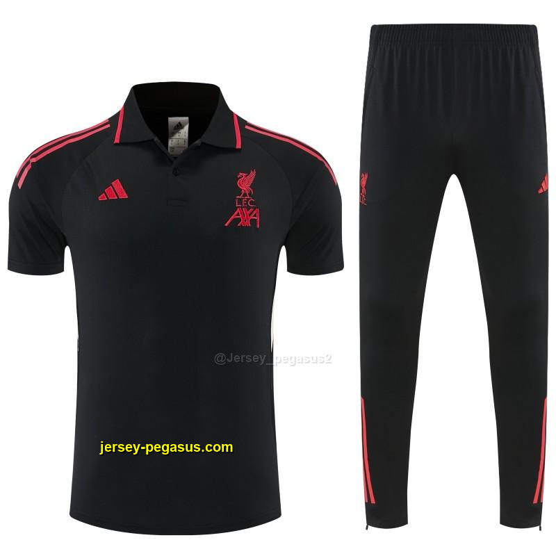 Liverpool Black Polo Training Shirt + Long Pants Tracksuit Liverpool Black Polo Training Shirt + Long Pants Tracksuit