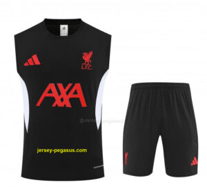 Liverpool Black Sleeveless Training Vest +Shorts Set