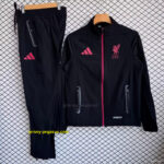 Liverpool Black with Pink Full zipper Jacket Tracksuit+ long pants