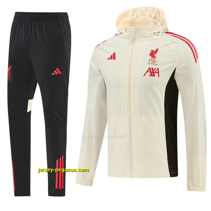 Liverpool Cream Full Zipper Hooded Jacket Tracksuit + Black Long Pants Liverpool Cream Full Zipper Hooded Jacket Tracksuit + Black Long Pants