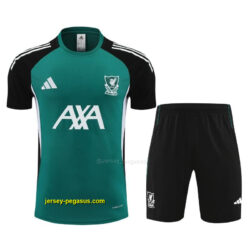 Liverpool Green & Black Short Sleeve+ Black Soccer Shorts