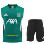 Liverpool Green Sleeveless Training Vest + Black Shorts Set