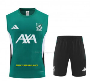 Liverpool Green Sleeveless Training Vest + Black Shorts Set