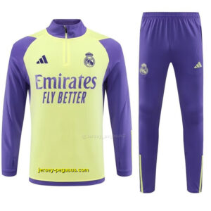 Real Madrid Adults And Kids Long Sleeve Kits Yellow Training Suits Cheap Jerseys
