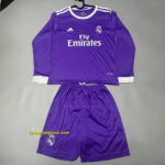 Real Madrid Away Retro Long Sleeve Retro Kid Kits Youth Apparels Soccer AAAAJers