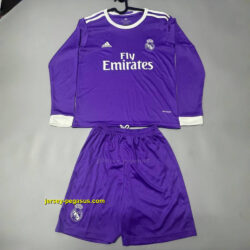 Real Madrid Away Retro Long Sleeve Retro Kid Kits Youth Apparels Soccer AAAAJers