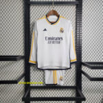 Real Madrid Home Kids Long Sleeve Kits Soccer Jerseys