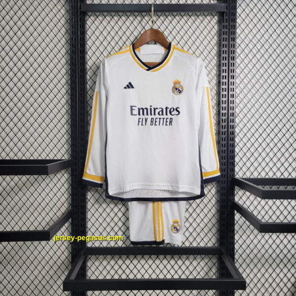 Real Madrid Home Kids Long Sleeve Kits Soccer Jerseys Real Madrid Home Kids Long Sleeve Kits Soccer Jerseys