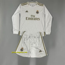 Real Madrid Home Long Sleeve Retro Kid Kits Youth Apparels Soccer