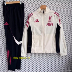 Liverpool White with Black Full zipper Jacket Tracksuit+ long pants