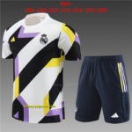 Real Madrid White&Black Kids Kit Training Suits Soccer Jerseys