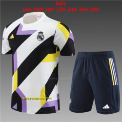 Real Madrid White&Black Kids Kit Training Suits Soccer Jerseys