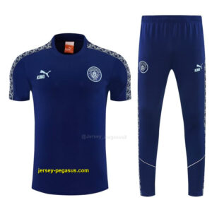 Manchester City Navy Blue Short Sleeve Tracksuit + Long Pants