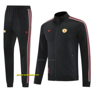 Manchester United Black Full Hoodie Zipper Jacket +Long Pants
