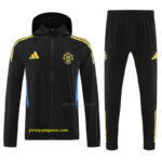 Manchester United Black Full zipper Jacket Tracksuit+ long pants