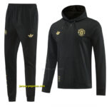 Manchester United Black Pullover Hooded Tracksuit + Long Pants