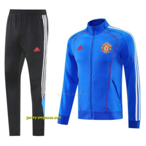 Manchester United Blue Full Zipper Jacket +Long Pants