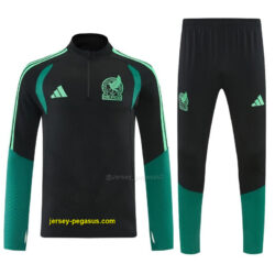 Mexico Black Half Zipper Jacket Tracksuit + Long Pants