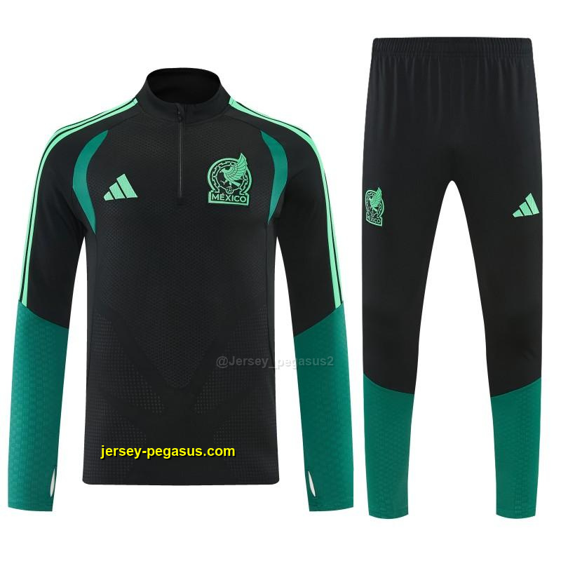 Mexico Black Half Zipper Jacket Tracksuit + Long Pants Mexico Black Half Zipper Jacket Tracksuit + Long Pants