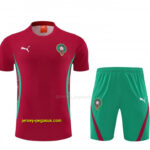 Morocco Red Short Sleeve+Green Soccer Shorts