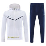 Nike White Full Zipper Hooded Jacket Tracksuit +Black Long Pants