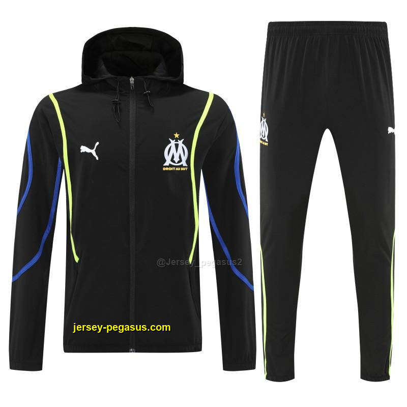 Olympique Marseille Black Full zipper Jacket Tracksuit+ long pants Olympique Marseille Black Full zipper Jacket Tracksuit+ long pants