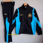 Olympique de Marseille Black with Blue Full zipper Jacket Tracksuit+ long pants