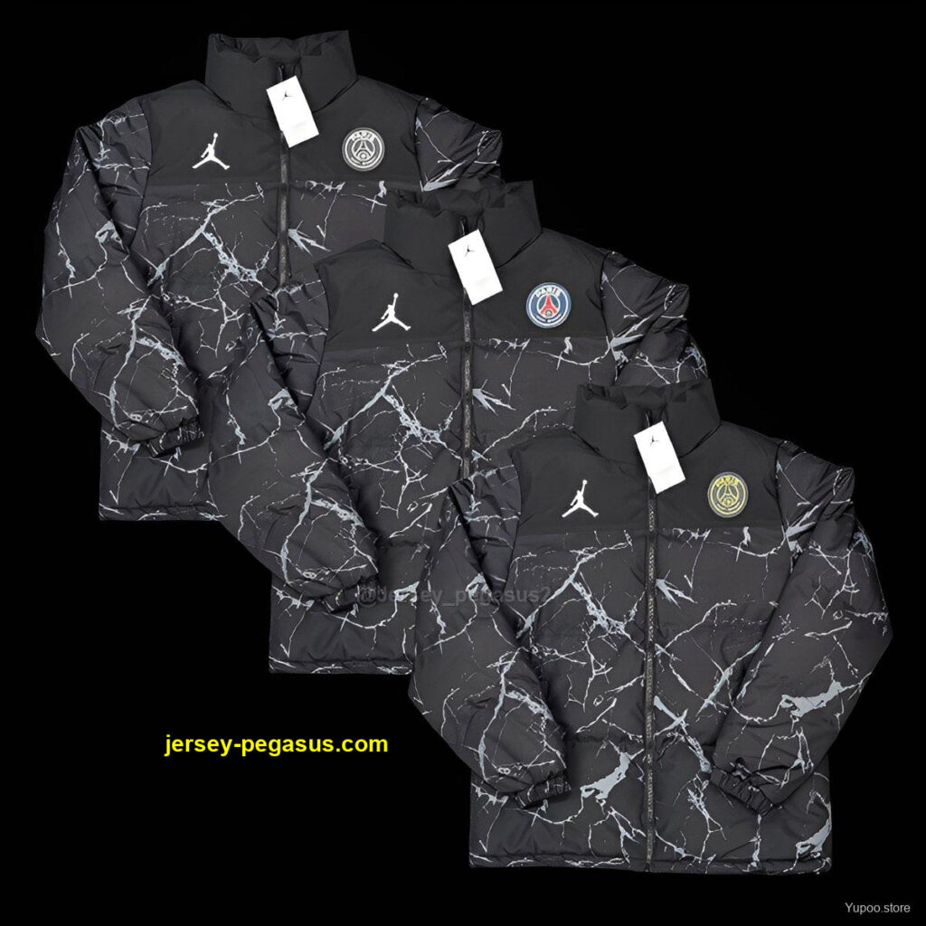 PSG Black with White Marble Pattern Jordan Jacket