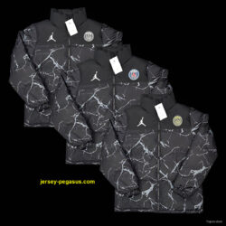 PSG Black with White Marble Pattern Jordan Jacket