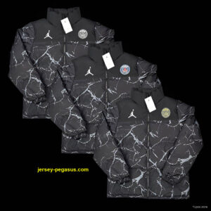 PSG Black with White Marble Pattern Jordan Jacket