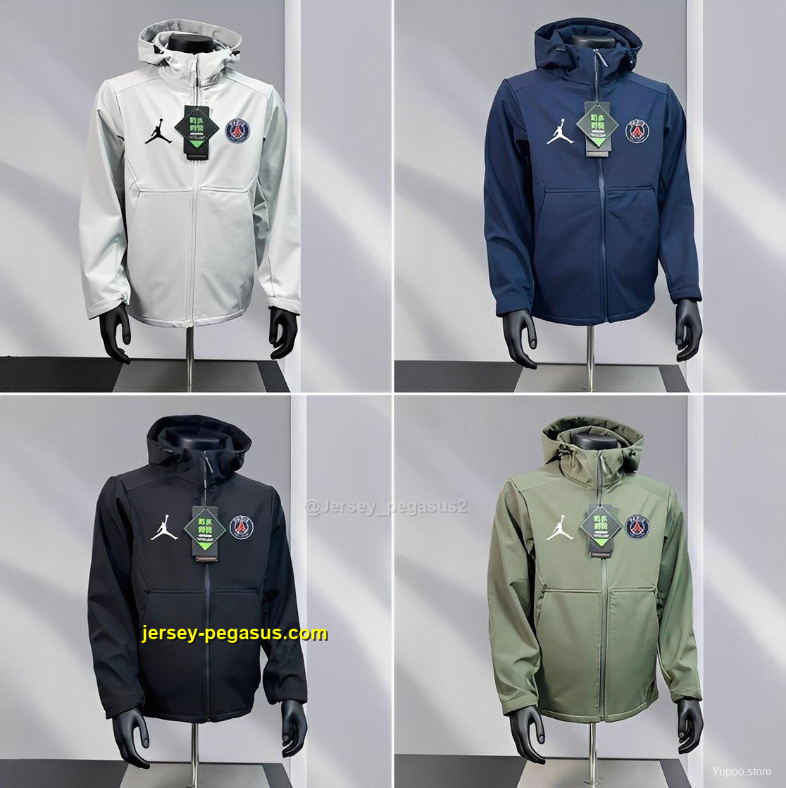 PSG WhiteNavyBlackOlive Green Jordan Hooded Jacket PSG WhiteNavyBlackOlive Green Jordan Hooded Jacket
