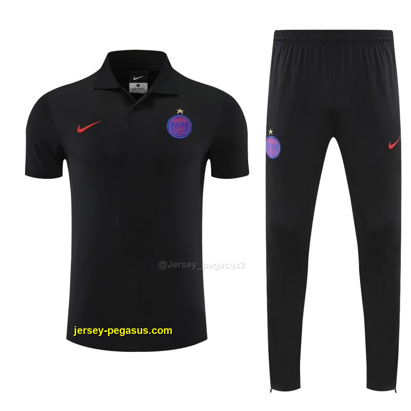 Paris Black Polo Training Shirt + Long Pants Tracksuit Paris Black Polo Training Shirt + Long Pants Tracksuit