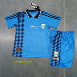 1994 Argentina Away Retro Kids Kit Soccer Jersey
