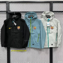 Barcelona BlackLight GreyCream Full Zipper Hoodie Windbreaker