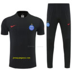 Paris Saint-Germain Black Short Sleeve Tracksuit + Long Pants