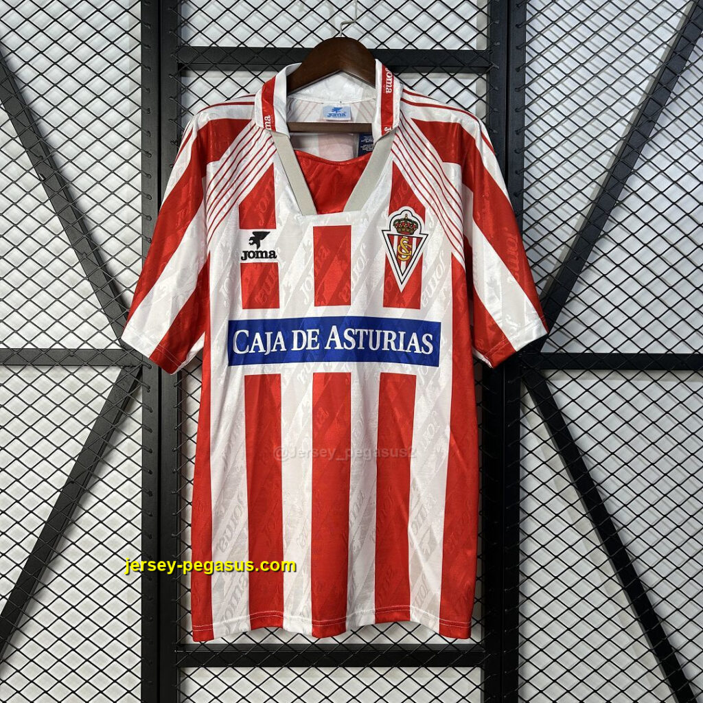 Sporting Gijon Home Retro Kit Vintage Shirt Soccer