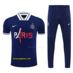 Paris Saint-Germain Navy Blue with PARIS Eiffel Tower Short Sleeve Tracksuit + L